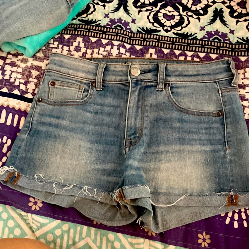 American Eagle Hi-Rise High Rise Waisted Jean Denim Shorts Super Super Stretch